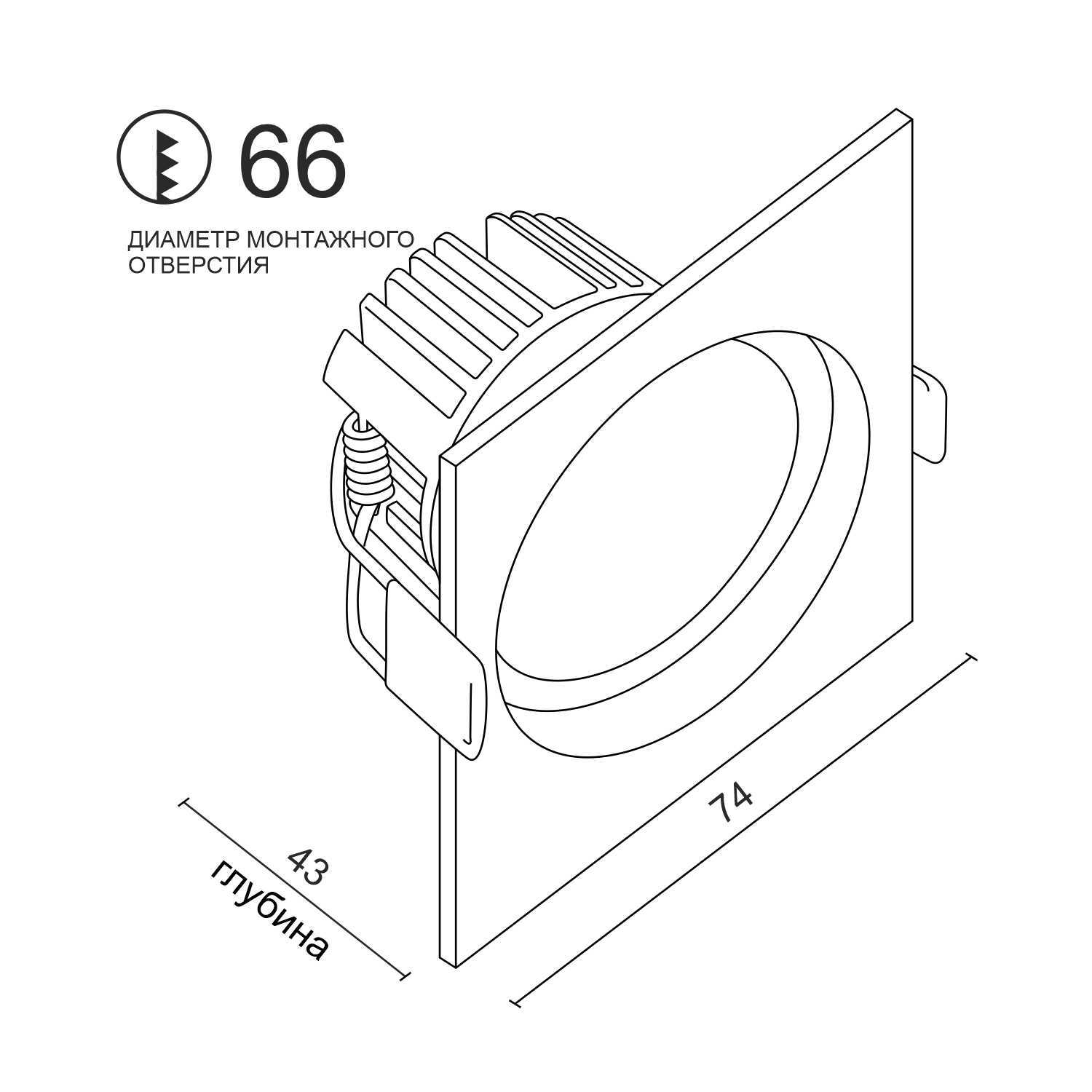 Встраиваемый светодиодный светильник Ledron BRUTAL SQ Black
