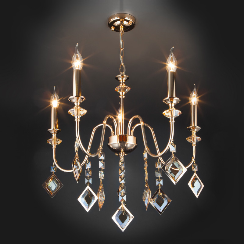 Подвесная люстра Eurosvet 10120/5 золото/тонированный хрусталь Strotskis Sma