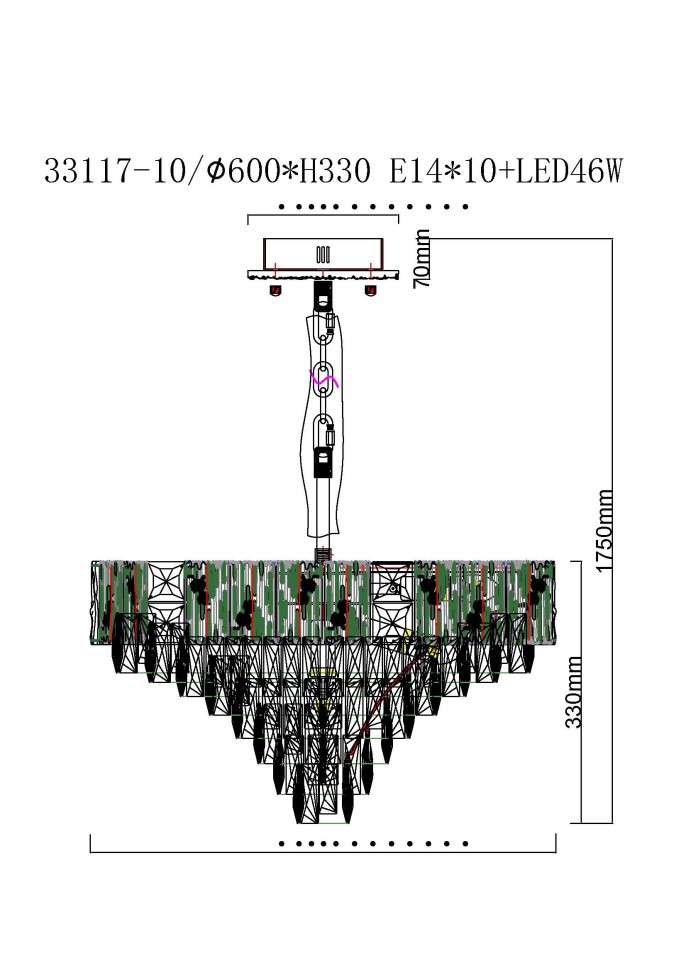 Люстра подвесная Fluorite FL1088-10P