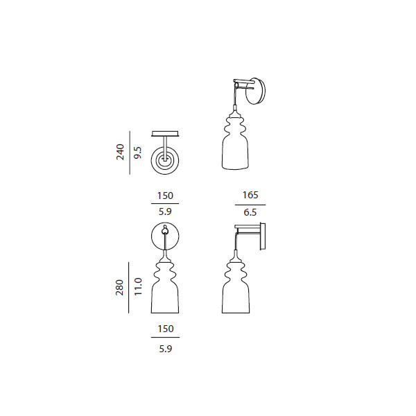 Настенный светильник Contardi MESSALINA AP bronze