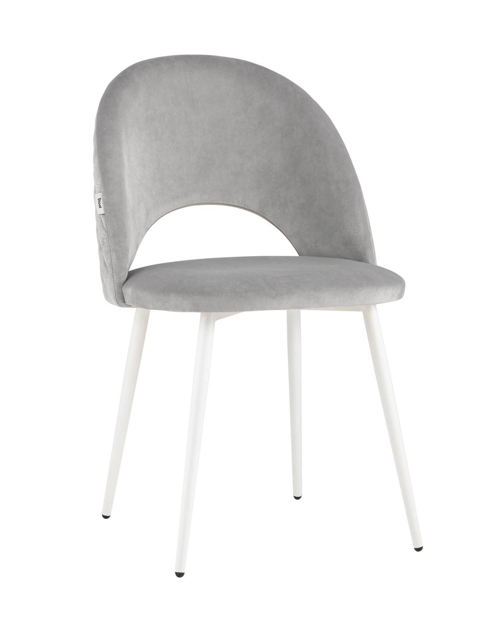 Стул Меган велюр с ромбами светло-серый белые ножки Stool Group