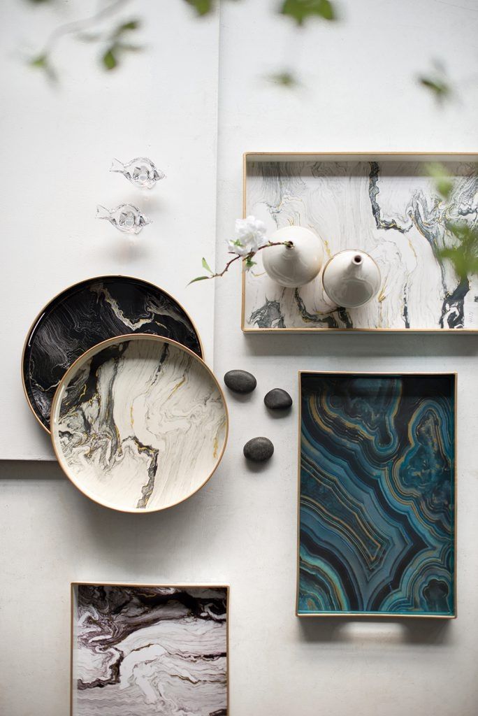 Подносы, набор Glasar DF43576-BLUE-DS