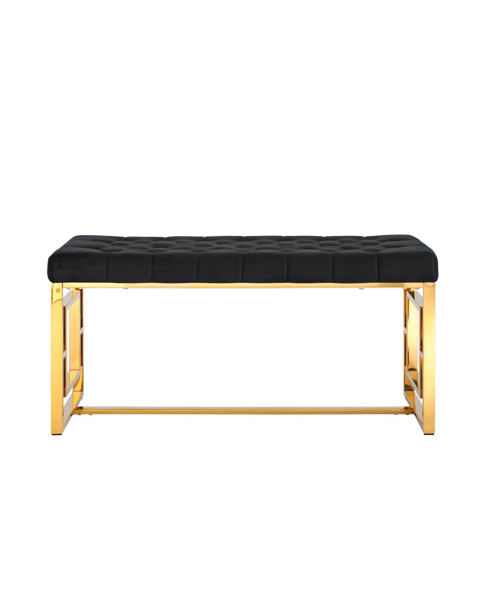 Банкетка-скамейка БРУКЛИН велюр черный сталь золото Stool Group Банкетка-скамейка БРУКЛИН велюр черный сталь золото Stool Group