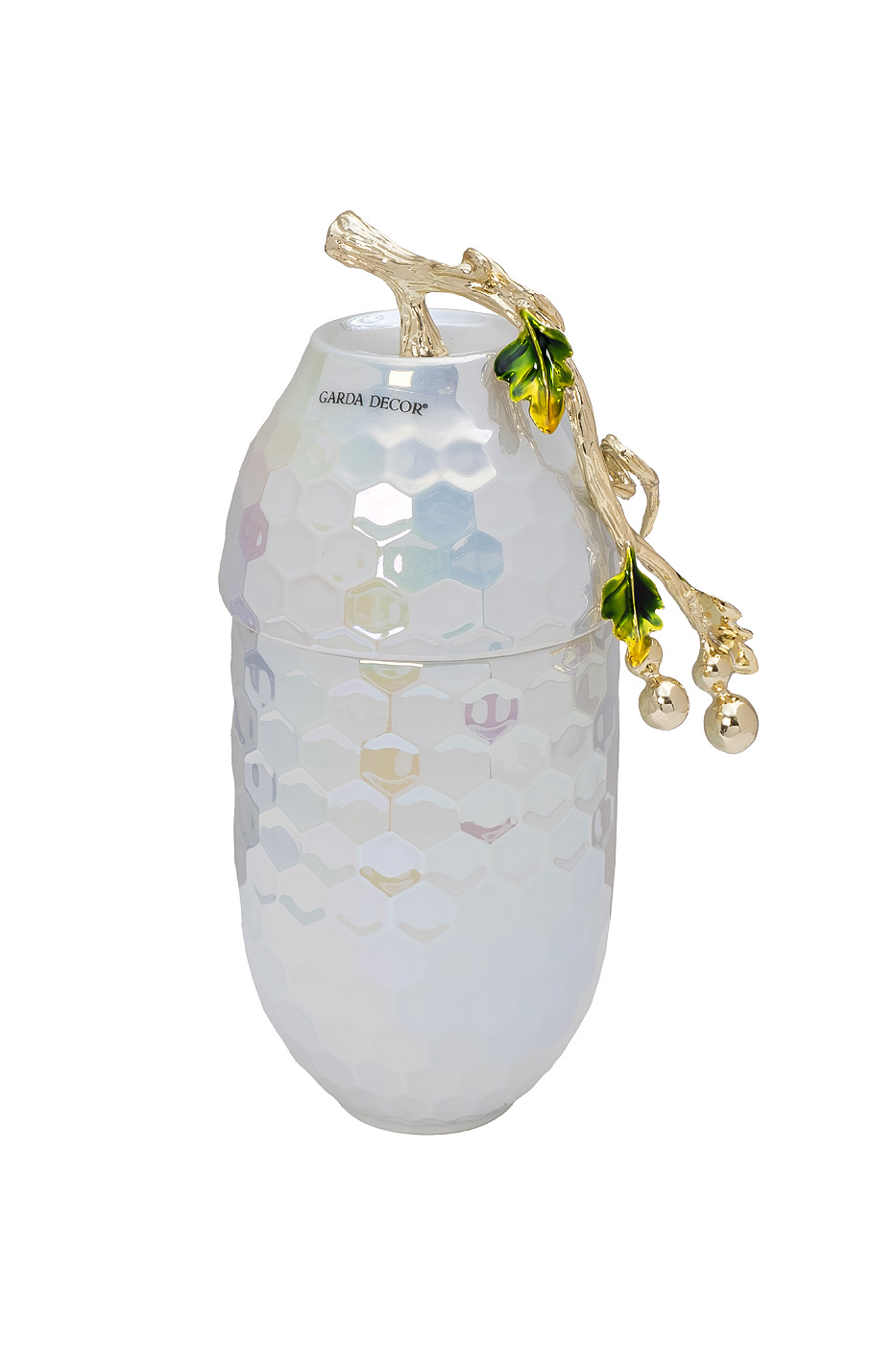 Ваза керамическая с крышкой перламутровая Garda Decor 55RD6396S