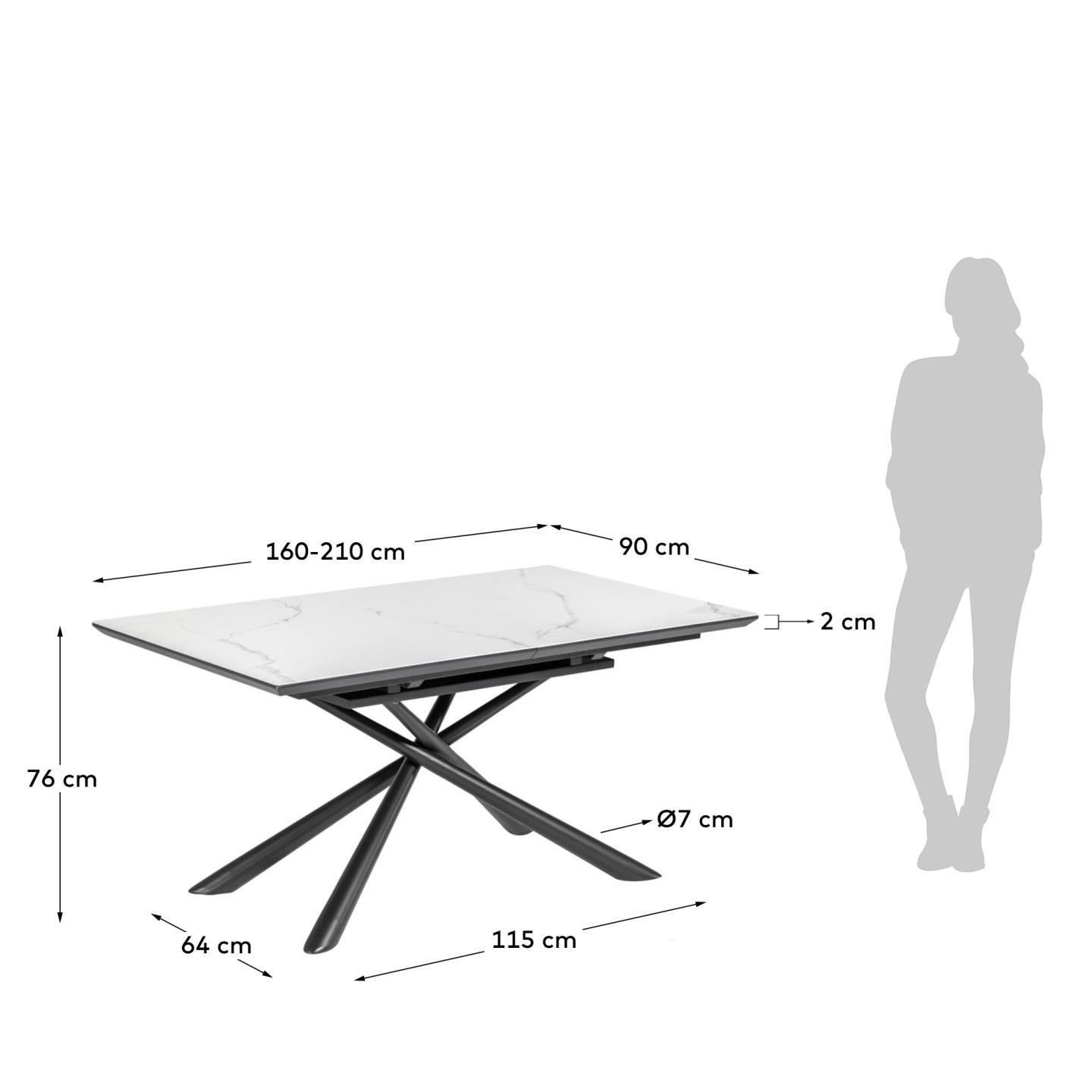 Раздвижной стол Theone 160 (210) x 90 cm керамика La Forma (ex Julia Grup)