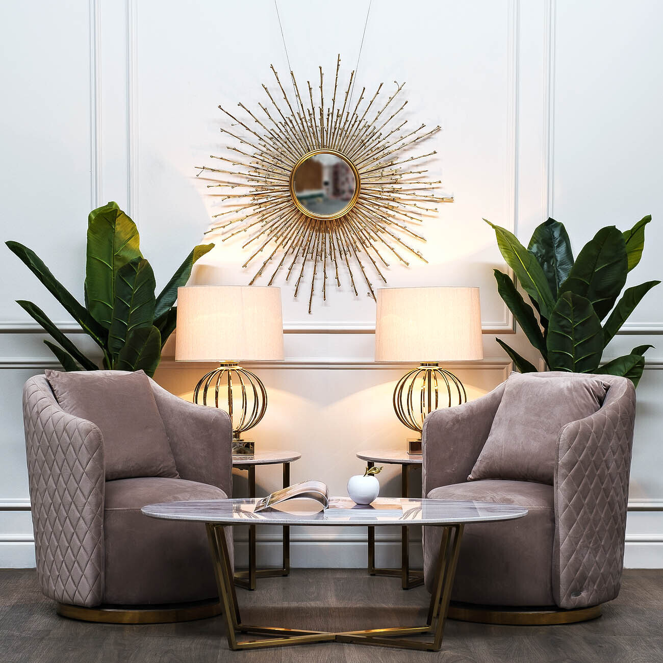 Стол журнальный овальный (искусственный мрамор) Garda Decor 30B-855-1