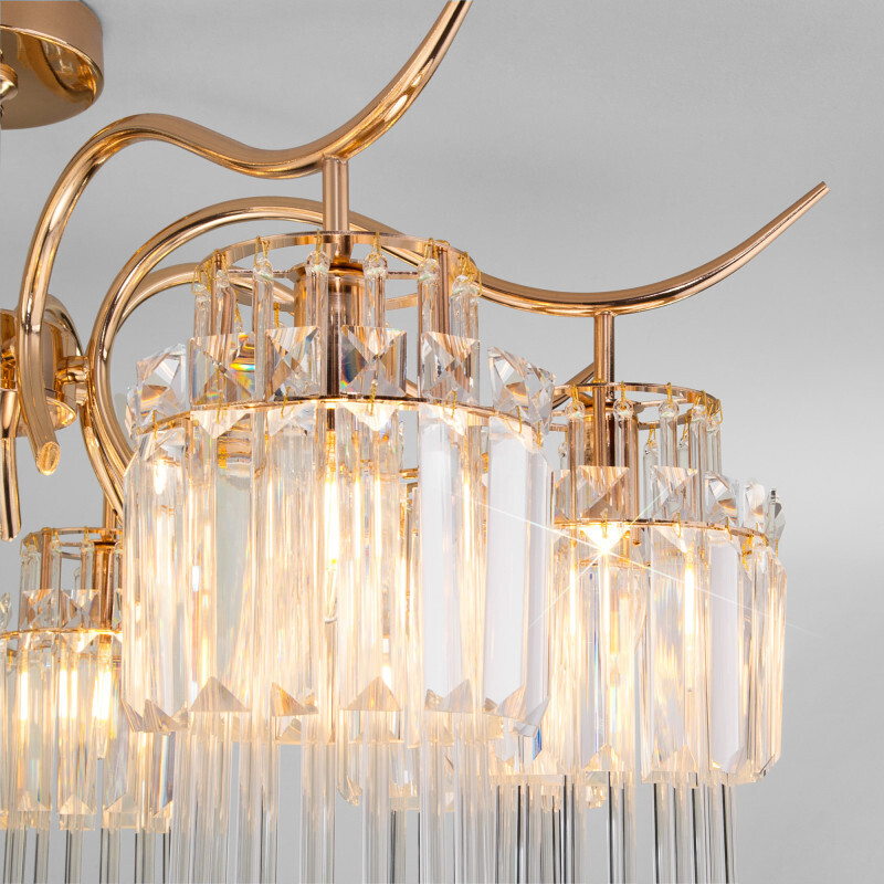 Люстра на штанге Eurosvet 10119/8 золото/прозрачный хрусталь Strotskis