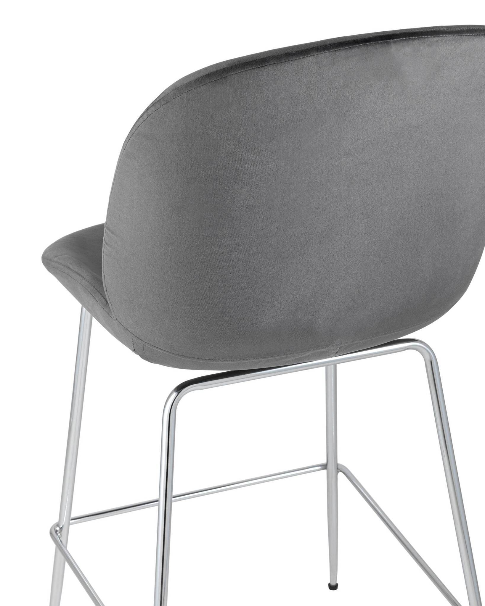 Стул полубарный Beetle со спинкой серый хромированные ножки Stool Group