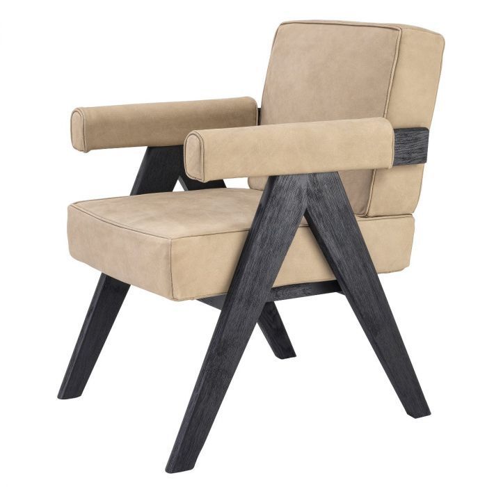 Обеденный стул Eichholtz Matteus black oak beige nubuck 114840