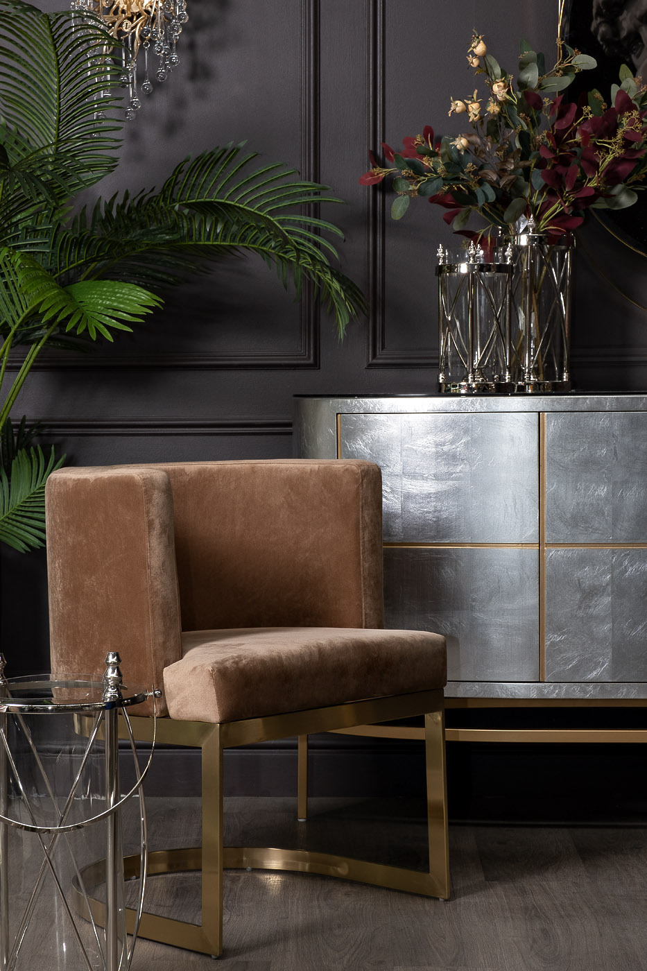 Стул на металлическом каркасе светло-коричневый Garda Decor 76AR-612GOLD-LBR