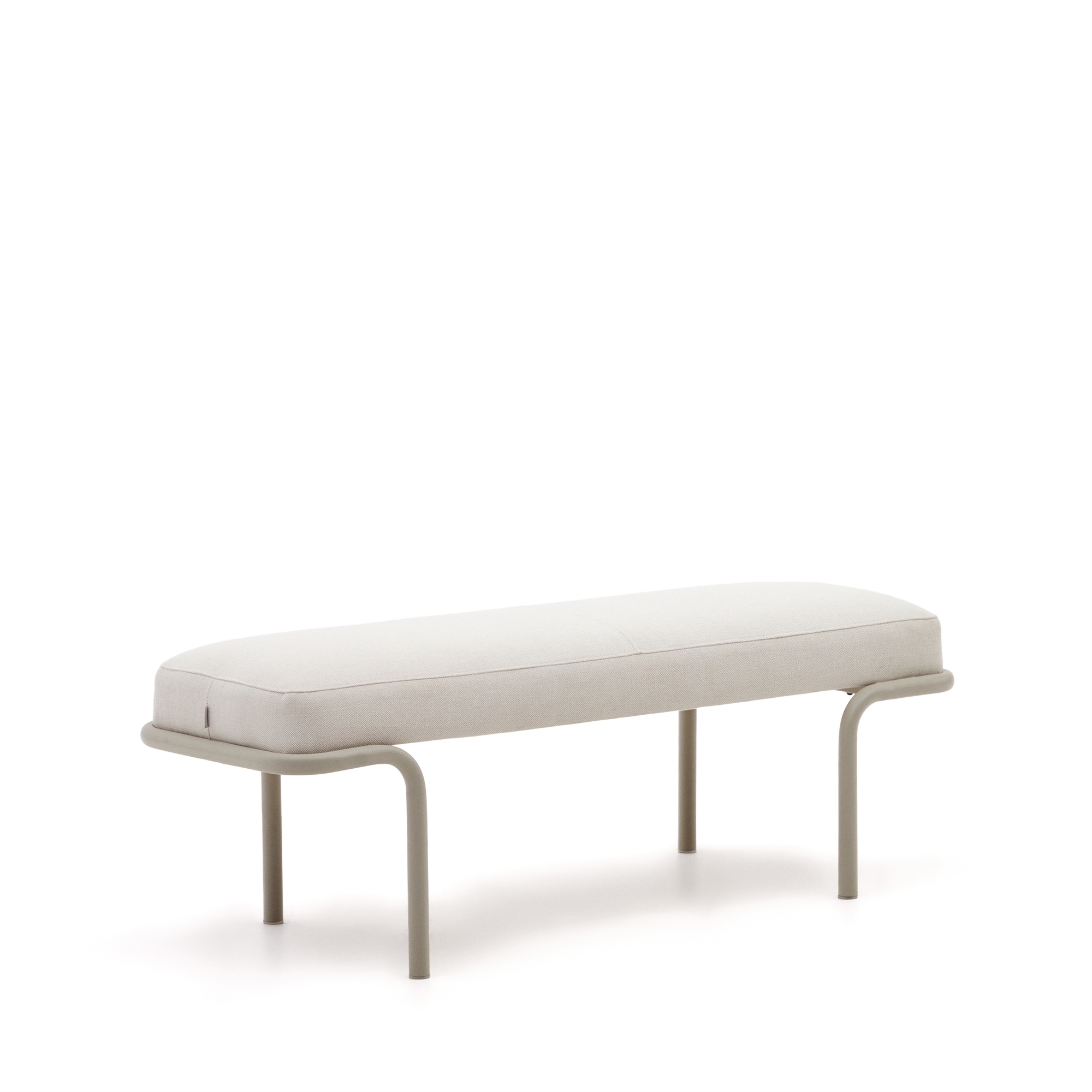 Банкетка Compo из бежевой синели, серые металлические ножки, 130 см La Forma (ex Julia Grup)