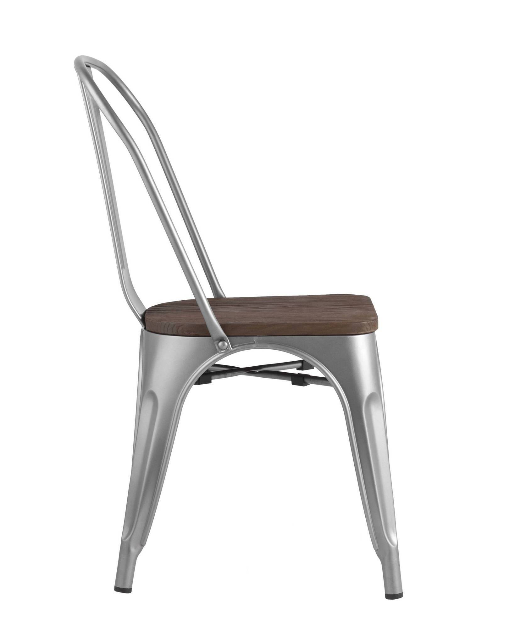 Стул TOLIX WOOD серебристый матовый Stool Group