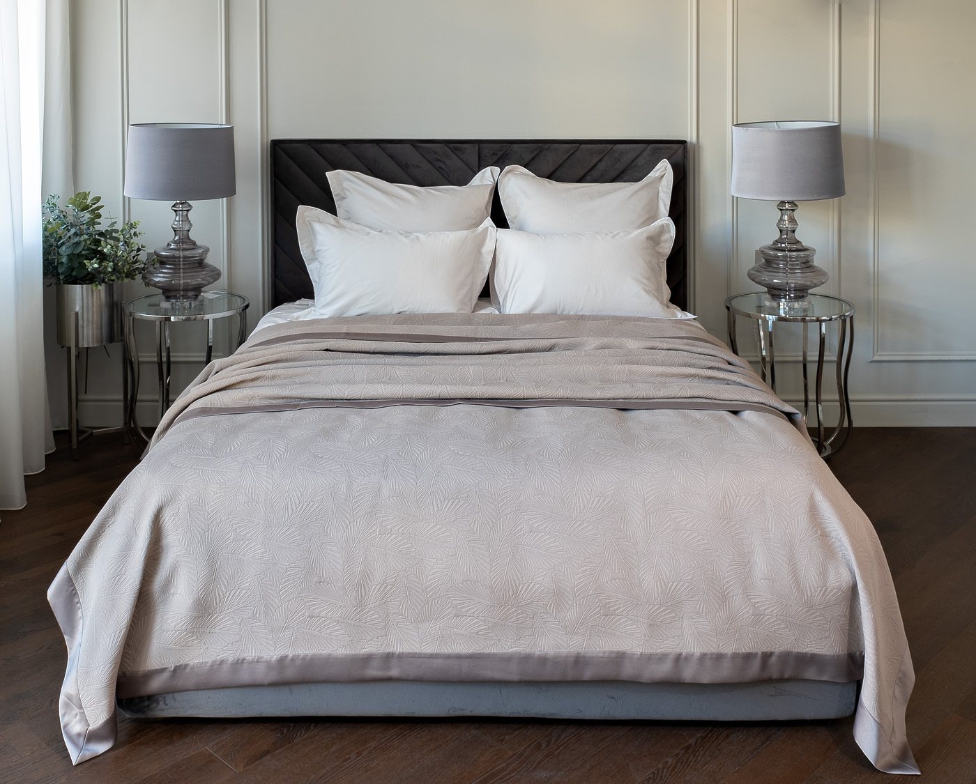 Комплект из 2х наволочек сатиновых 70х70см жемчужный Garda Decor 107TD-D25G2-NAV ZHE