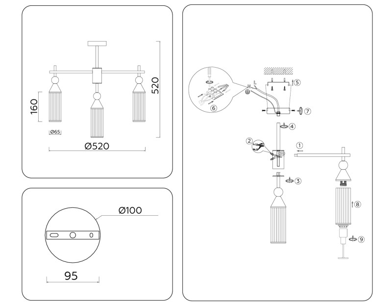 Люстра на штанге Ambrella Light LH55256