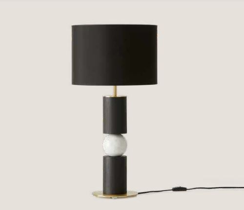 Настольная лампа Alda золотой металл/черное дерево/белый мрамор + черный абажур 801021/35 Aromas del Campo