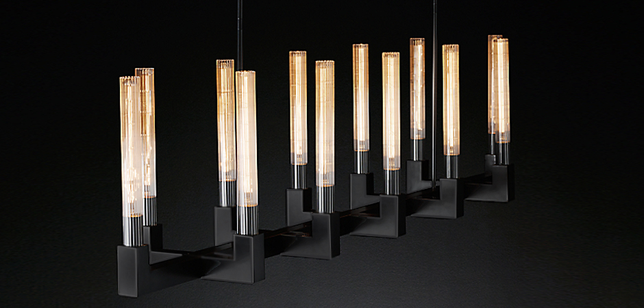 Люстра RH CANELLE Linear Chandelier 12 Modern Black by ImperiumLoft