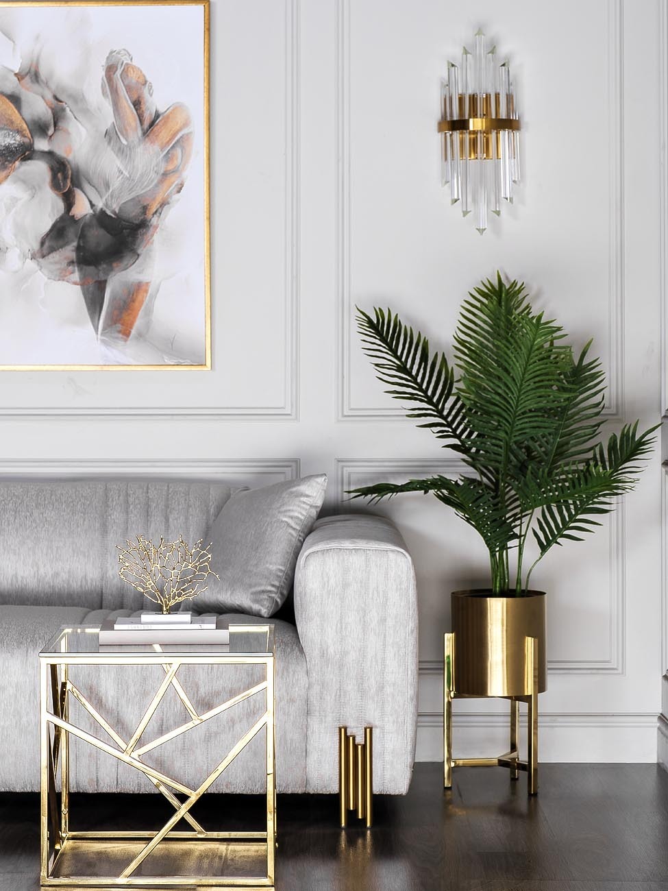 Столик журнальный золотой Garda Decor GY-ET2051214GOLD