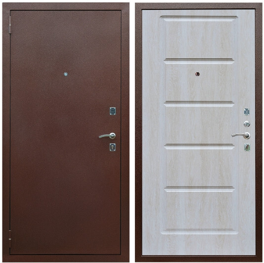 Дверь входная Graf Эконом Антик медь / МДФ 16 мм ФЛ-39 Дуб Филадельфия крем