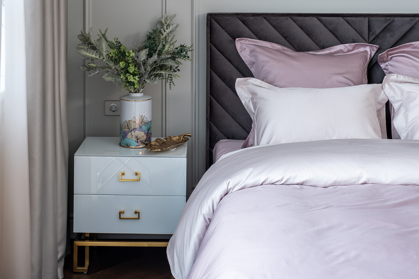 Комплект из 2х наволочек сатиновых 70х70см пудреная роза Garda Decor 107TD-D25G2-NAV ROS