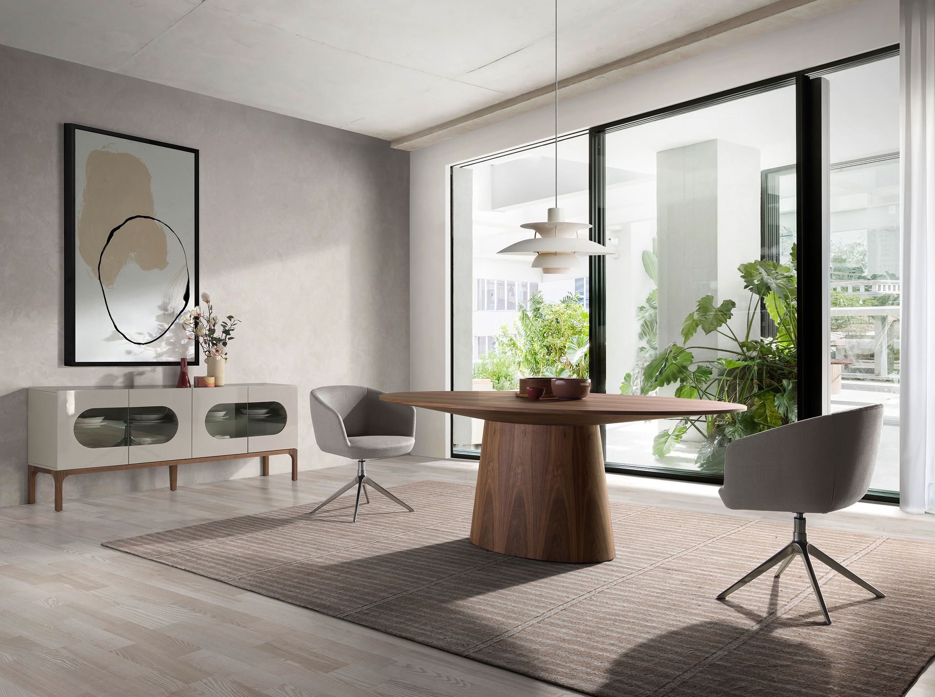 Поворотное кресло 4133/A172 из светло-серой ткани Angel Cerda