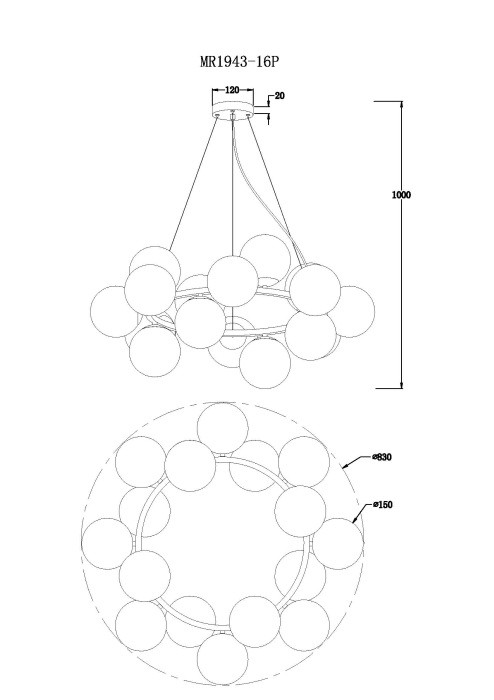 Подвесная люстра MyFar MR1943-16P