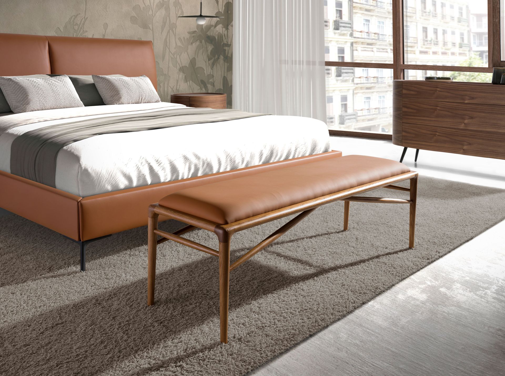 Банкетка 5112/BS19033 из коричневой экокожи Angel Cerda