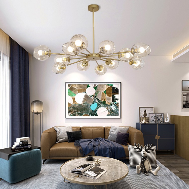 Люстра на штанге MARINE B 10 Black/Transparent by ImperiumLoft