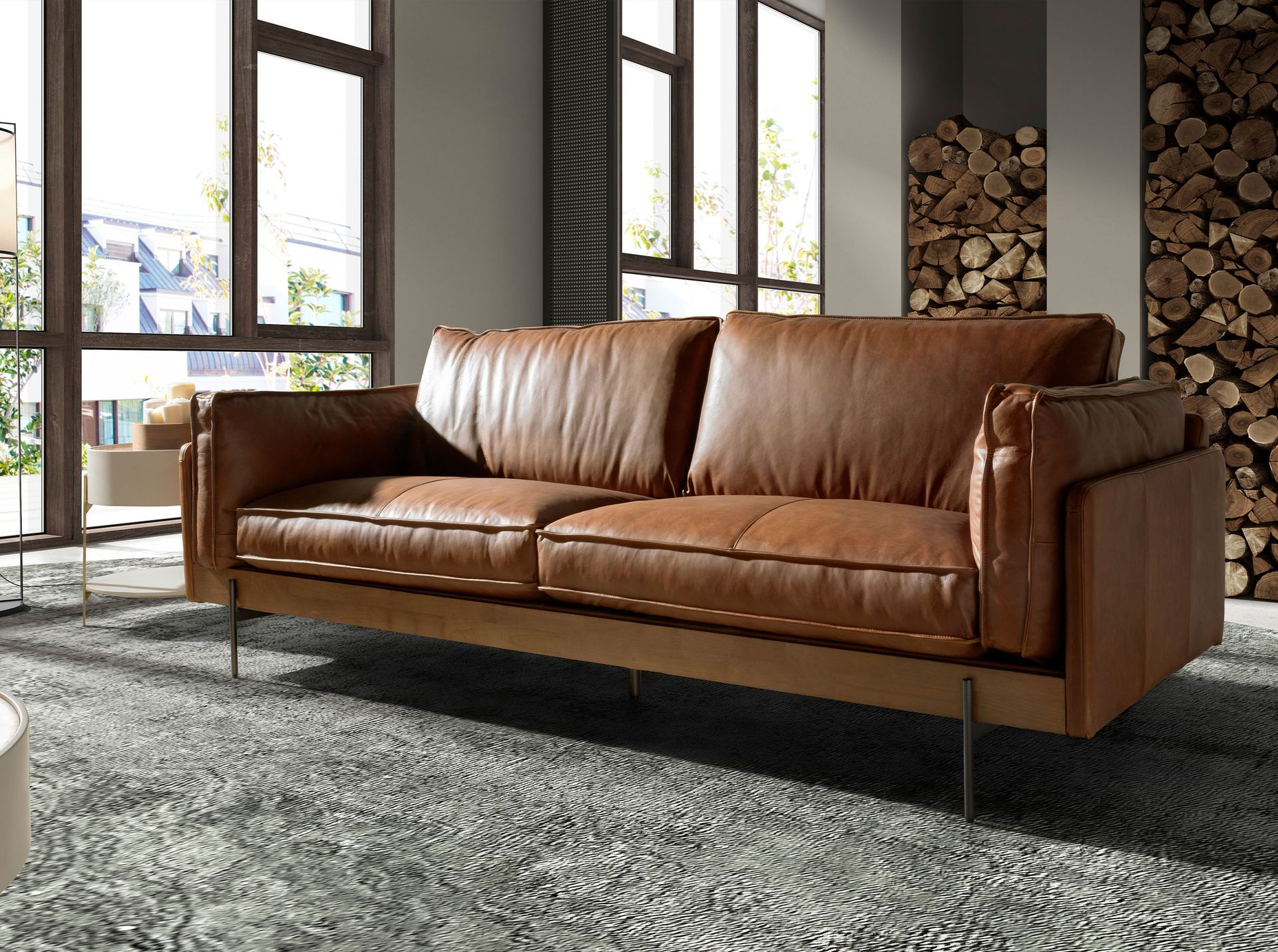 Диван 3-местный 6223 SL из табачно-коричневой кожи Angel Cerda