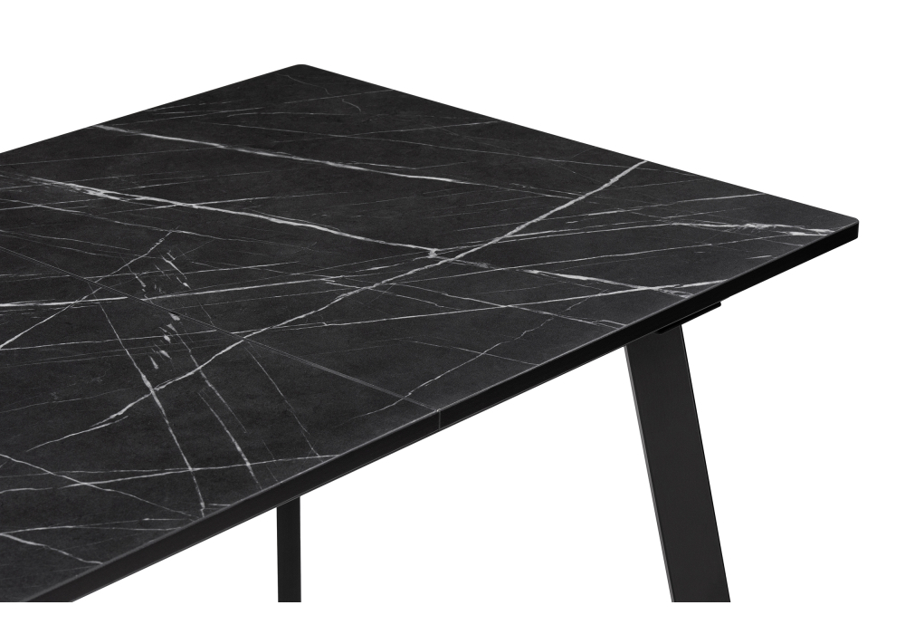 Стол стеклянный Woodville Агни 110(140)х68х76 мрамор черный / черный матовый 528557