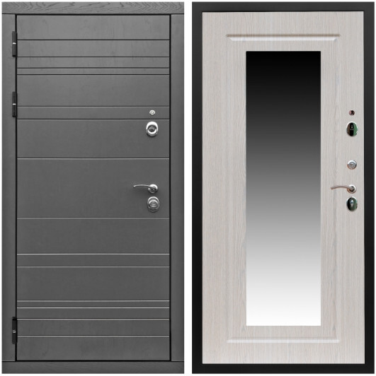 Дверь входная Graf Роял Вуд МДФ 10 мм Роял Вуд графит / МДФ 16 мм ФЛЗ-120 Дуб беленый