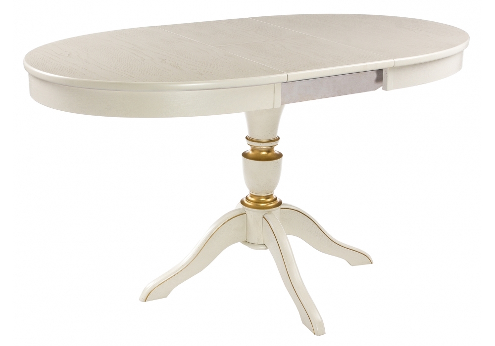 Стол деревянный Woodville Arno 106(141)х75х76 молочный патина 438328