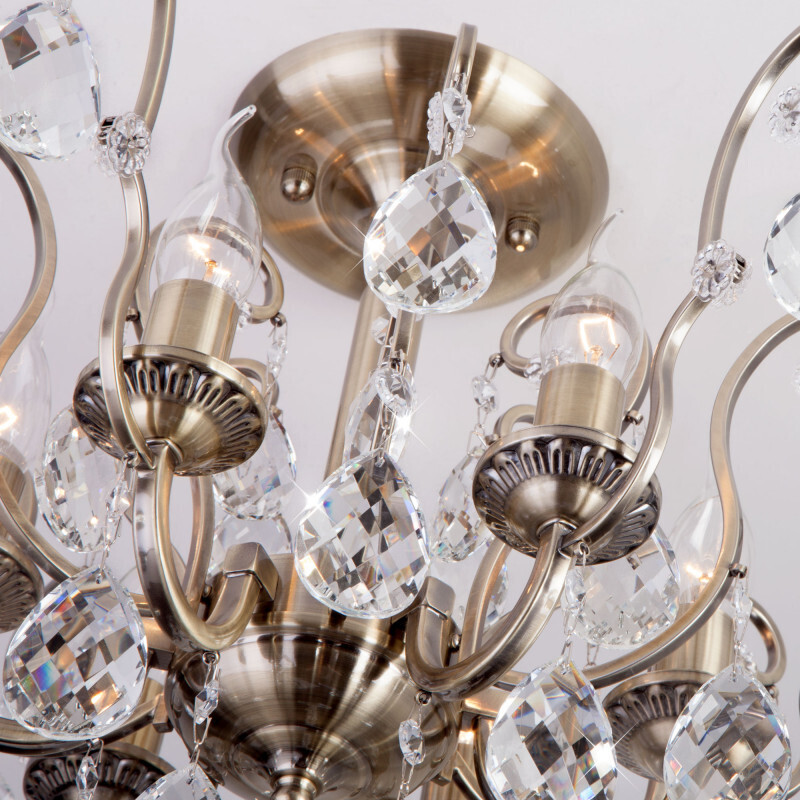 Люстра на штанге Eurosvet 10022/6 античная бронза/прозрачный хрусталь Strotskis