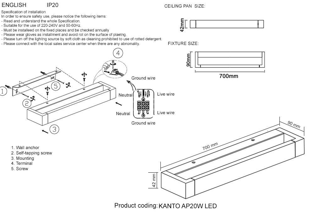 Бра Crystal Lux KANTO AP20W LED BL