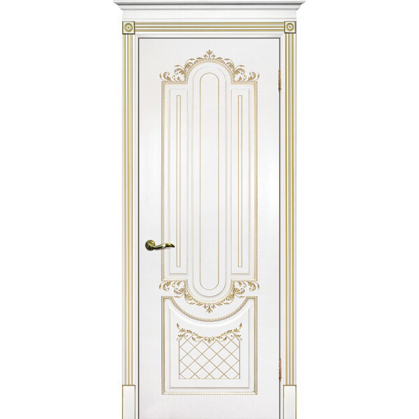 Межкомнатная дверь Graf Смальта 13 Белый ral 9003 патина золото (2000 х 800)