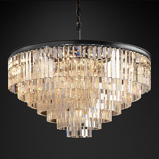 Люстра Restoration Hardware 1920s Odeon Clear Glass Fringe 7-Tier Grey Iron