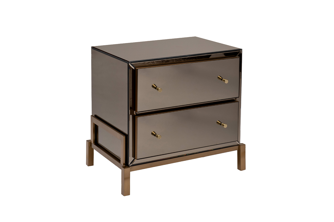 Тумбочка с 2мя ящиками зеркальная/золото Garda Decor KFG170