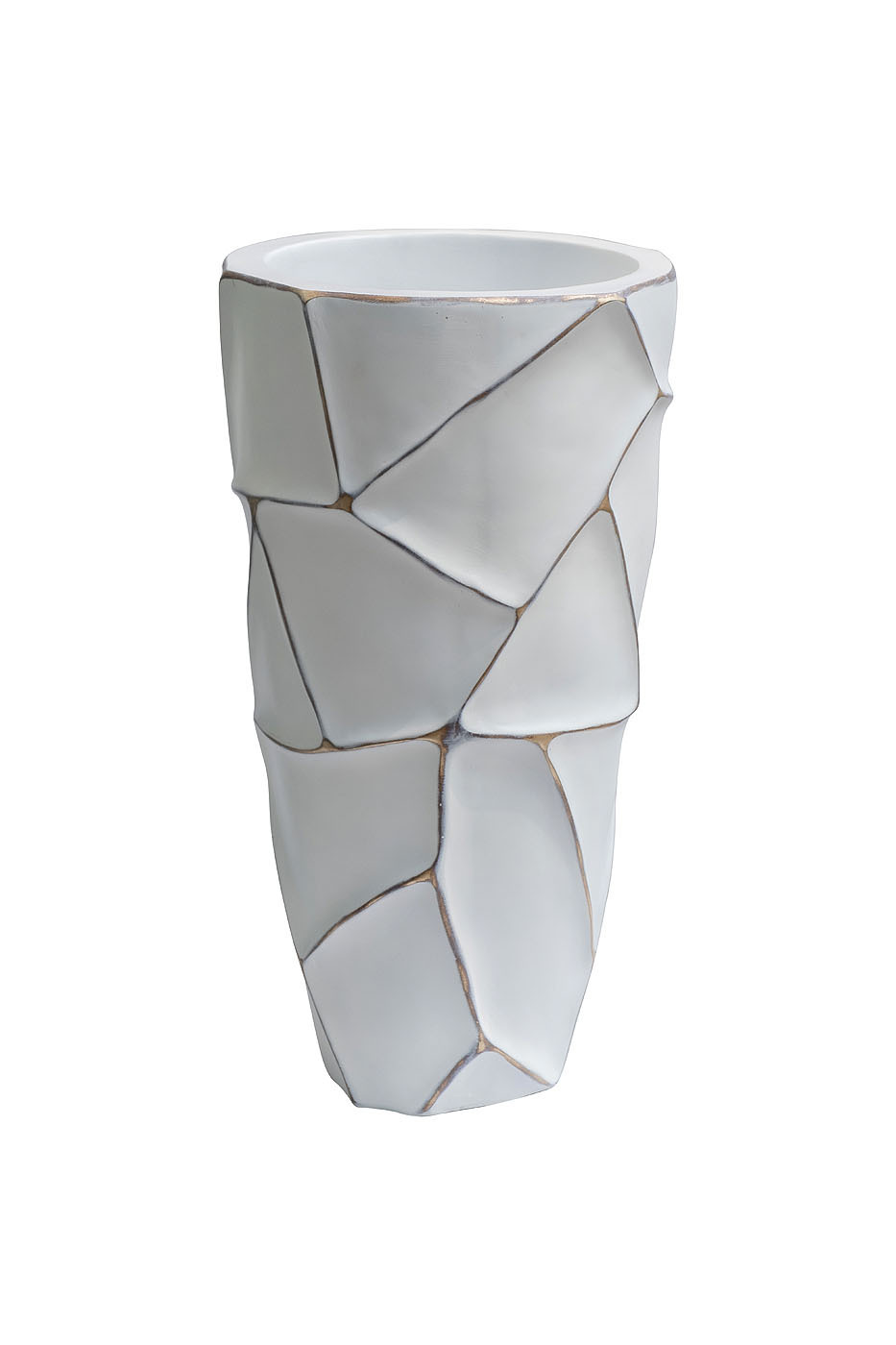 Кашпо белое с золотом Garda Decor ZSC872-19WH-GL