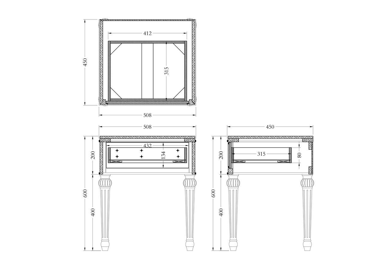 Тумбочка зеркальная с ящиком Garda Decor KFG1509
