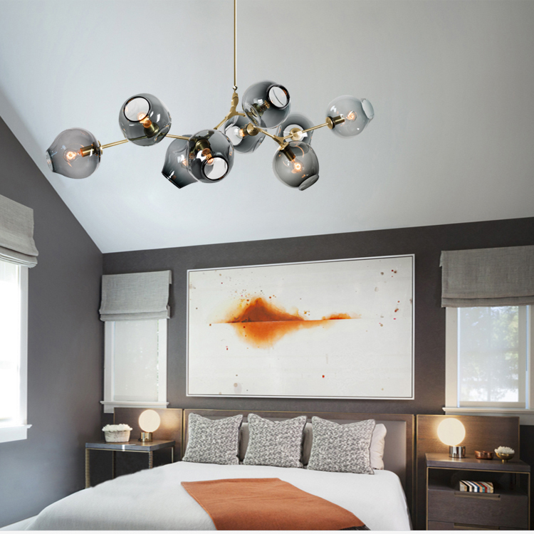 Люстра Delight Collection Bubble 9B brass/smoky