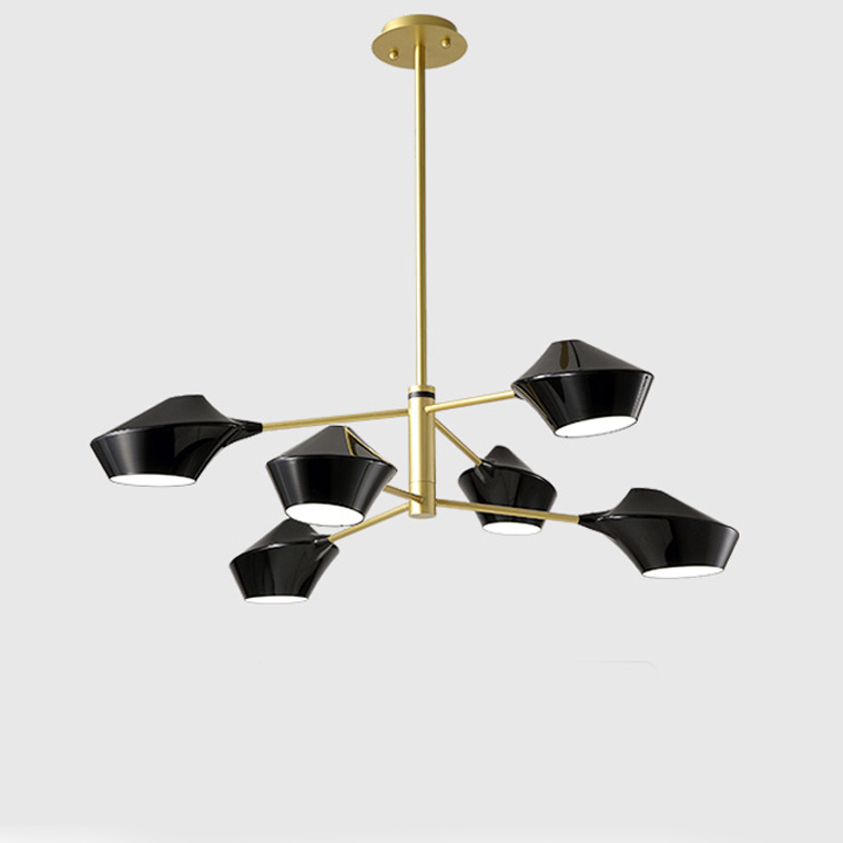 Люстра на штанге LANT D95 6 lamps Gold/Black by ImperiumLoft