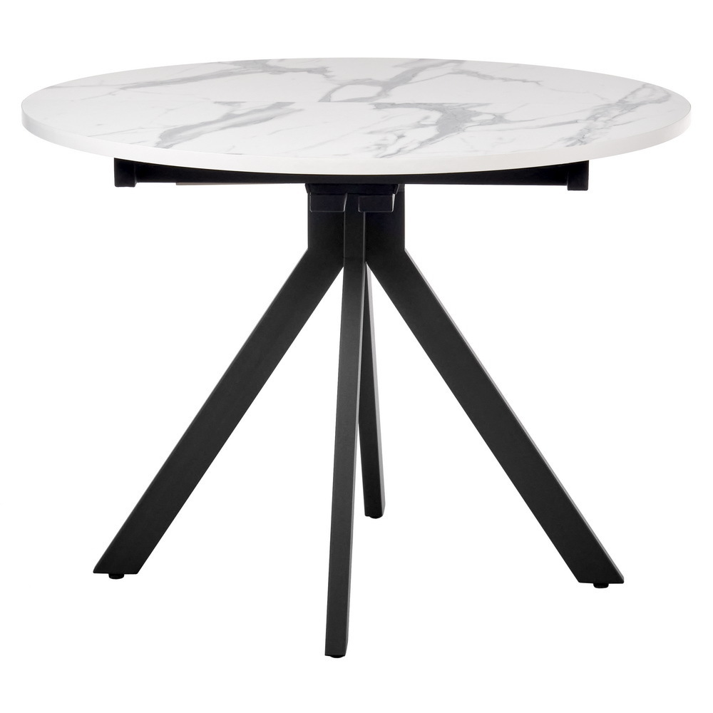 Стол Rudolf круглый раскладной 100-130x100x75см, белый мрамор, чёрный Bradex Home RF 0417