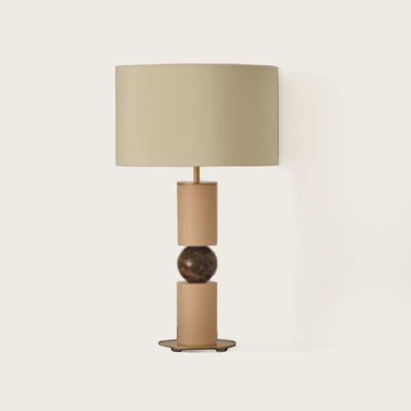 Настольная лампа Alda золотой металл/натуральное дерево/коричневый мрамор + белый абажур 801011/35 Aromas del Campo