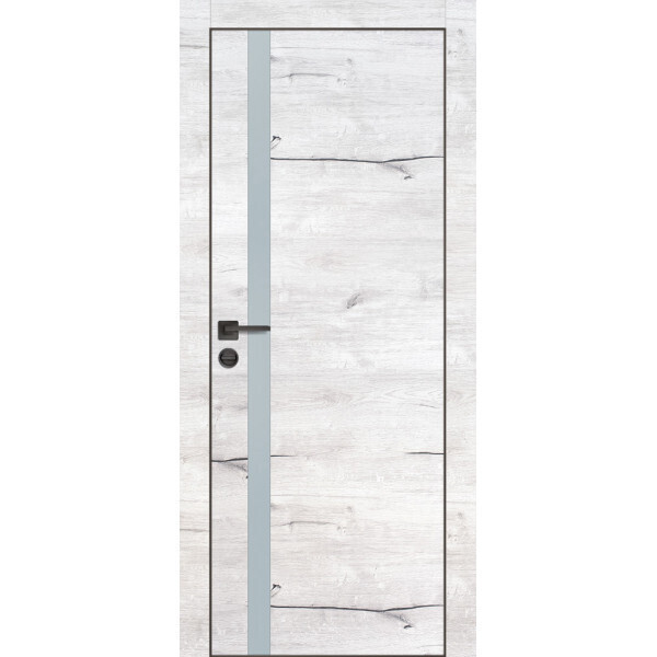 Межкомнатная дверь Graf PX-8 черная кромка с 4-х ст. Лунный мателак Дуб арктик (1900 х 600)