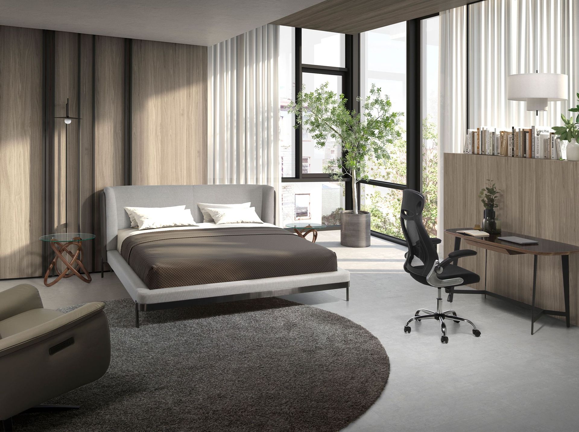 Поворотное офисное кресло 4140/MLM611573 из черной ткани Angel Cerda