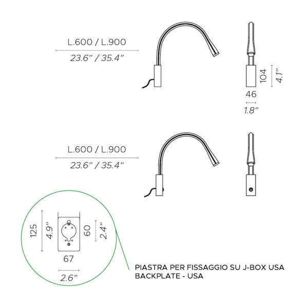 Настенный светильник Contardi FLEXILED AP L90 brown/bronze ACAM.000127