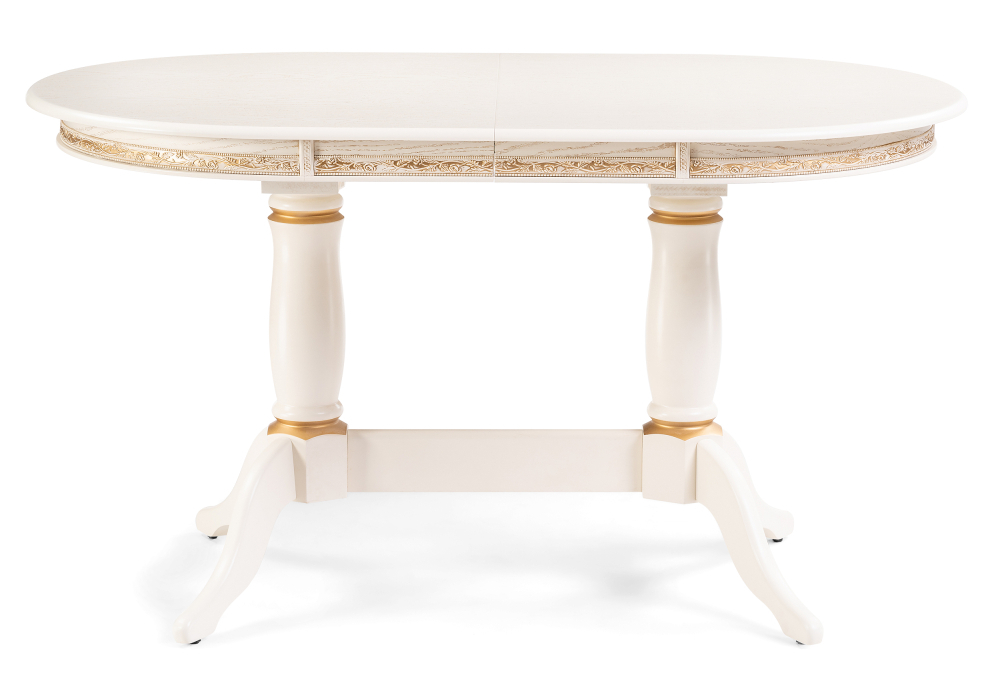 Стол деревянный Woodville Джил 140(180)х80х78 слоновая кость с золотой патиной 450820