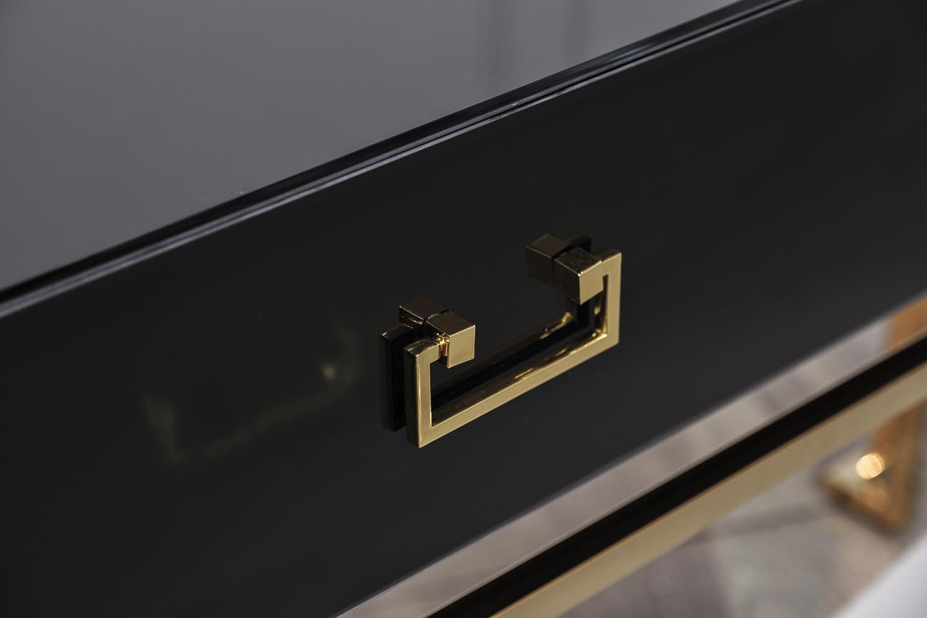 Консоль с ящиками черное стекло/золото Garda Decor KFG058