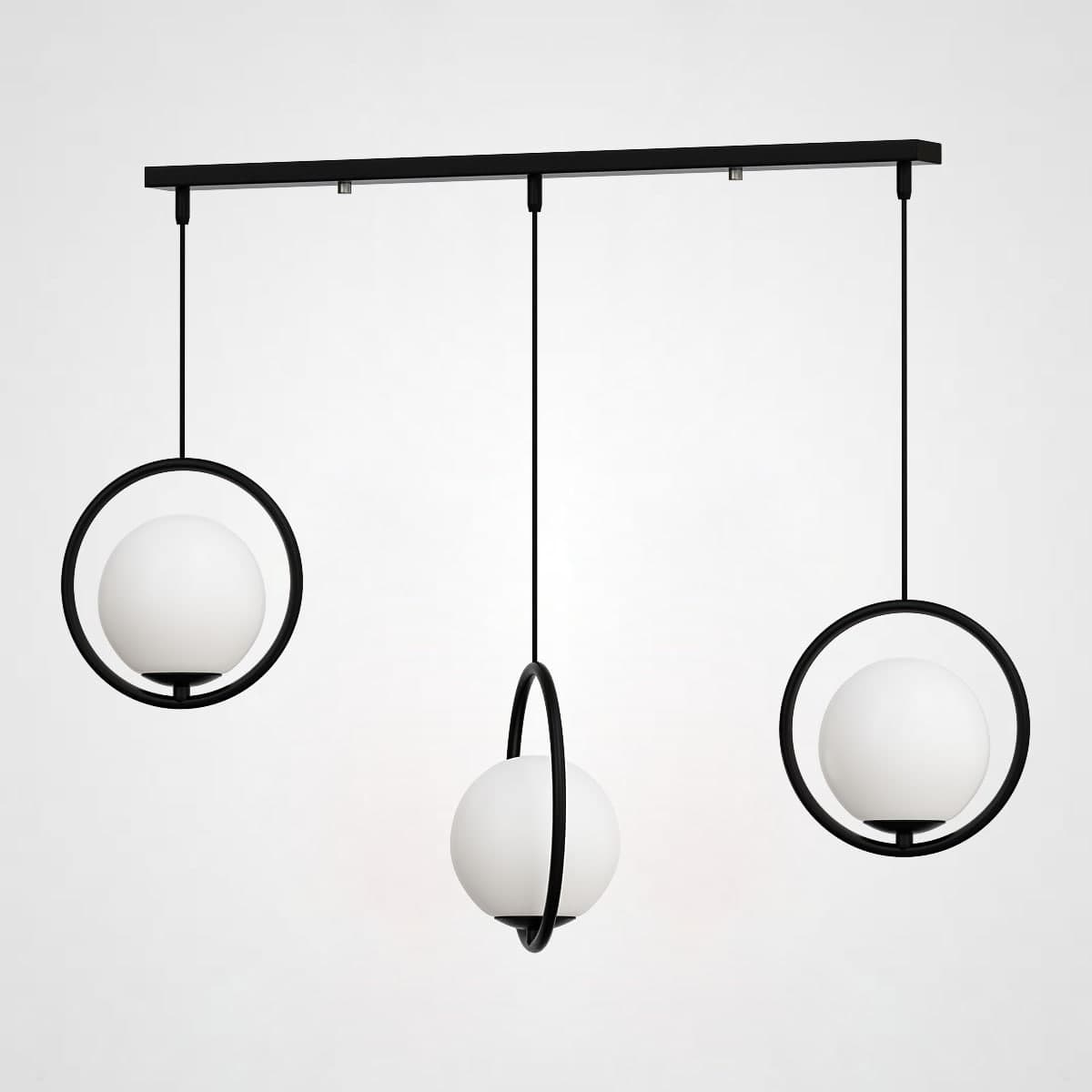 Подвесной светильник HOOP-TRIO Черный, Круг, Планка by ImperiumLoft