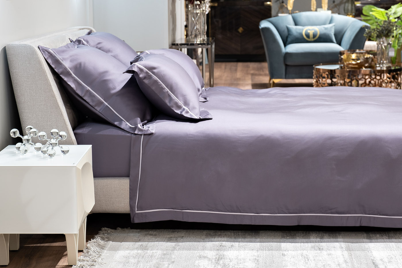 Простыня "Сопрано" на резинке 180х200х30см сиреневая Garda Decor 107TD-DP214D-PROS REZ SOPR SIR