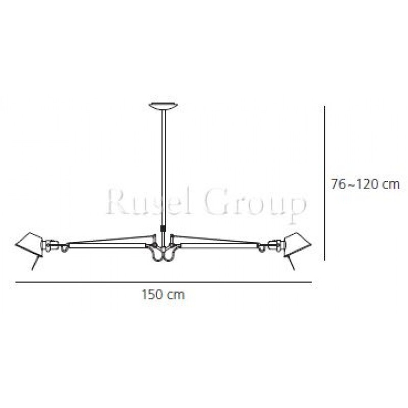 Подвесной светильник Artemide TOLOMEO SOSPENSIONE due bracci alluminio